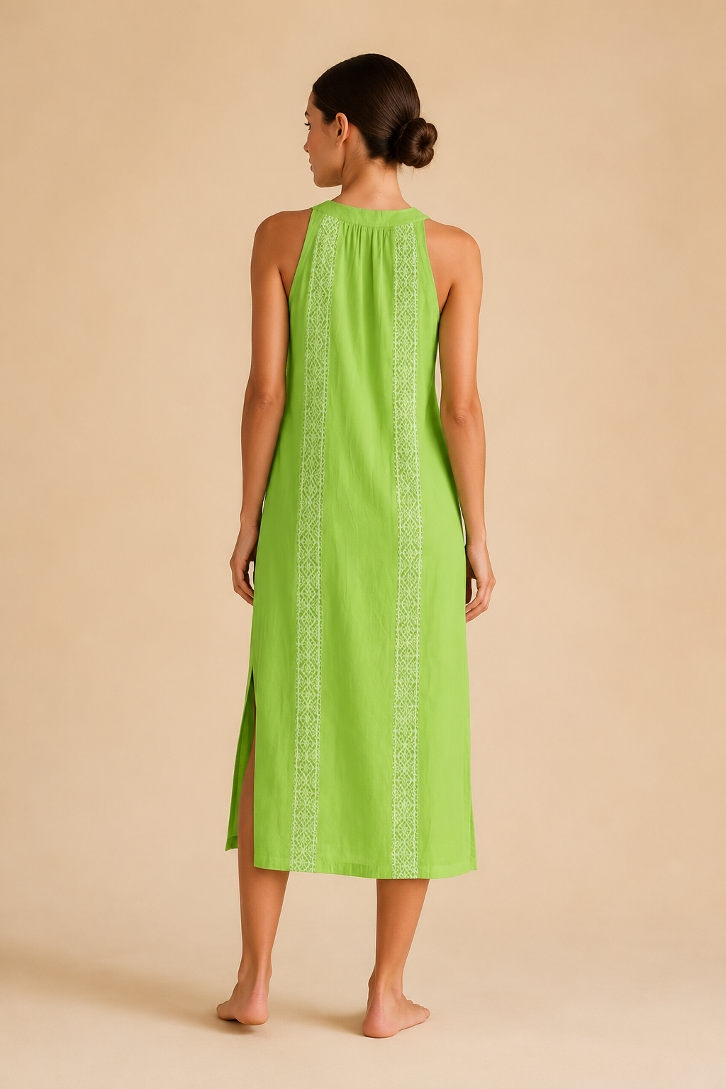Vestido midi con cuello mao