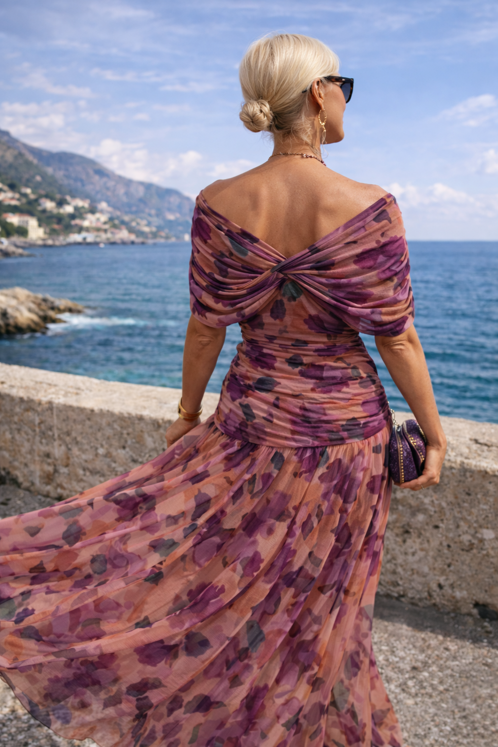 Vestido midi fluido con drapeado