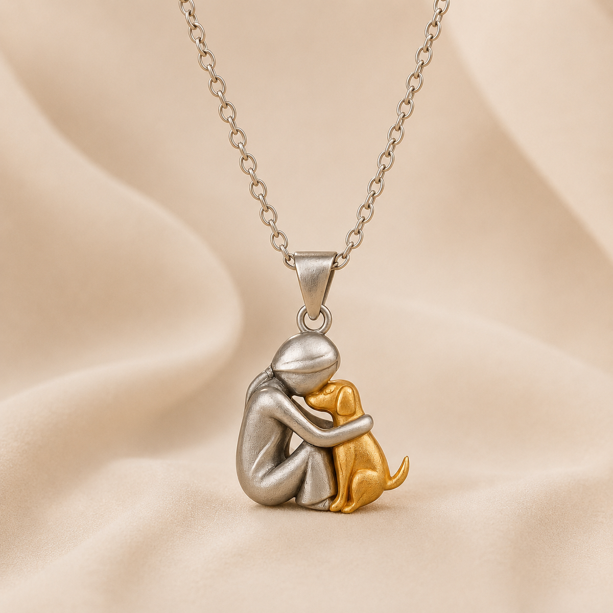 Collar de plata con colgante de abrazo