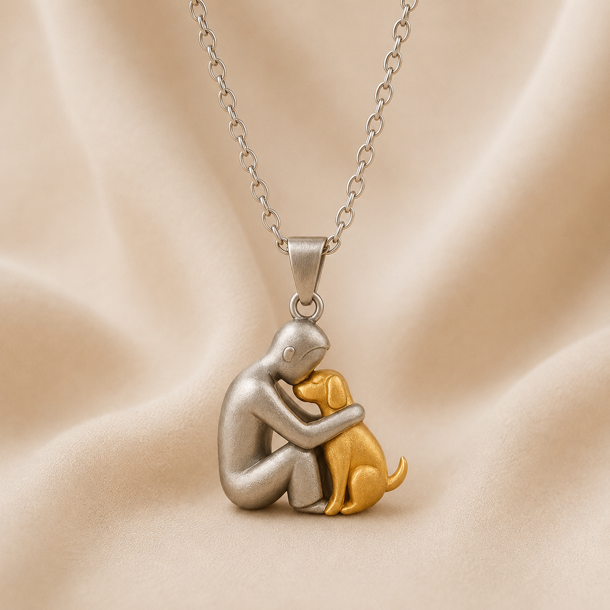 Collar de plata con colgante de abrazo