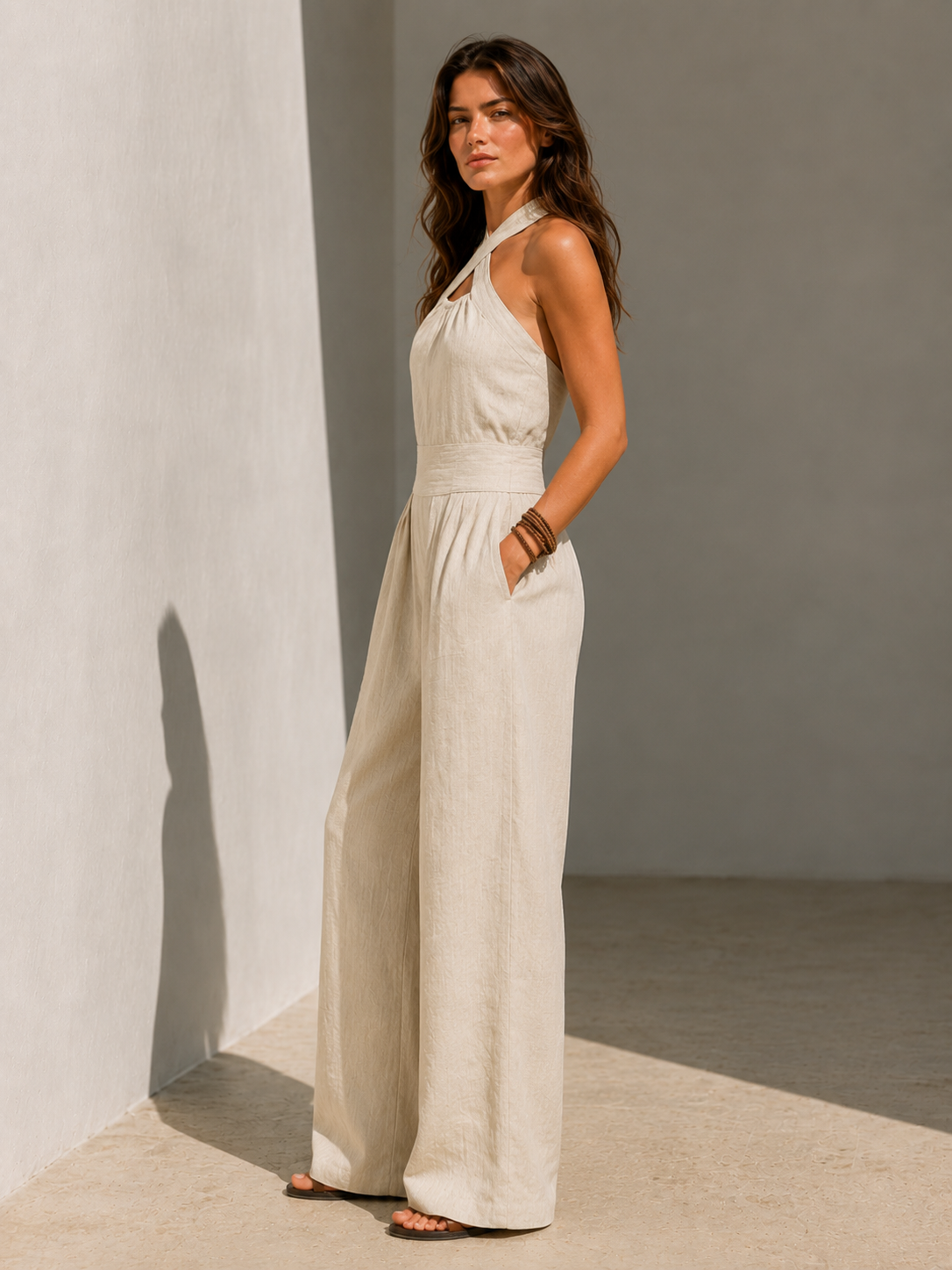 Mono elegante con escote cruzado