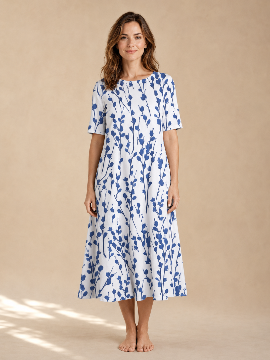 Vestido midi fluido con estampado floral