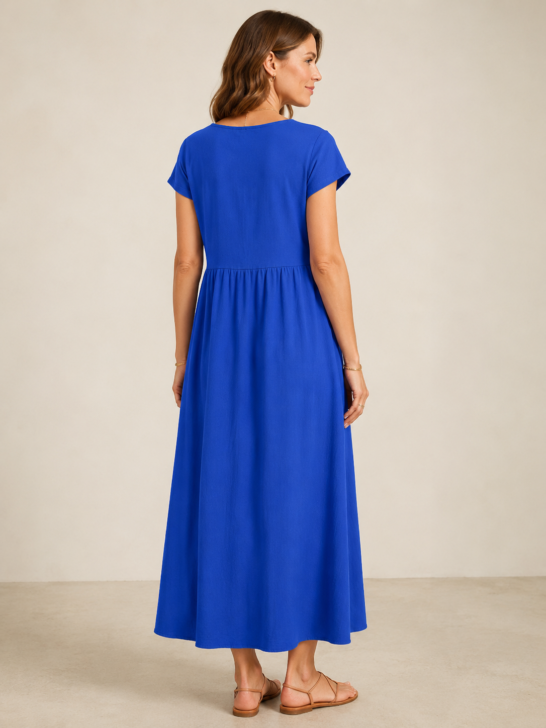 Vestido midi fluido de algodón y seda