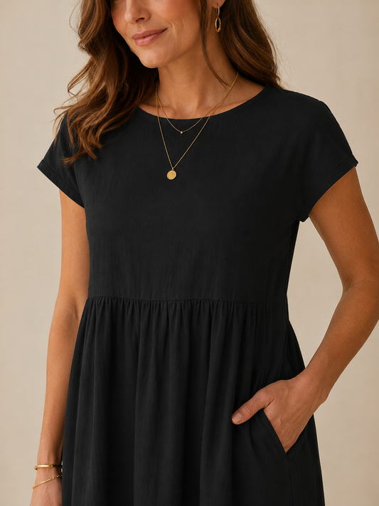 Vestido midi fluido de algodón y seda