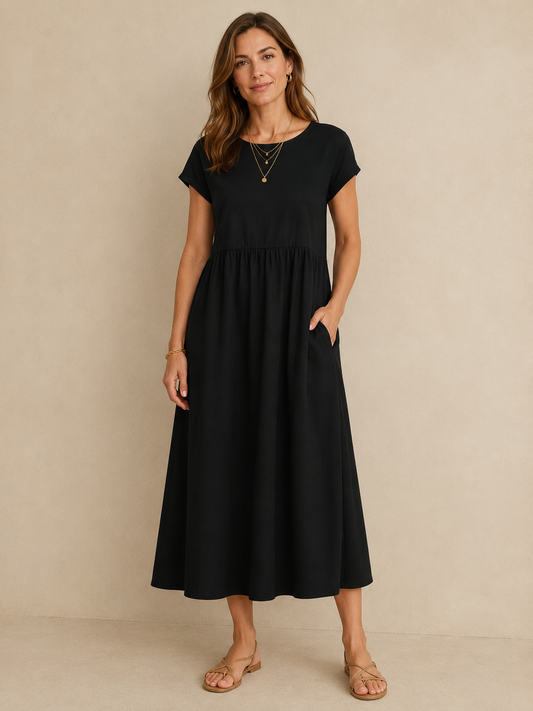 Vestido midi fluido de algodón y seda