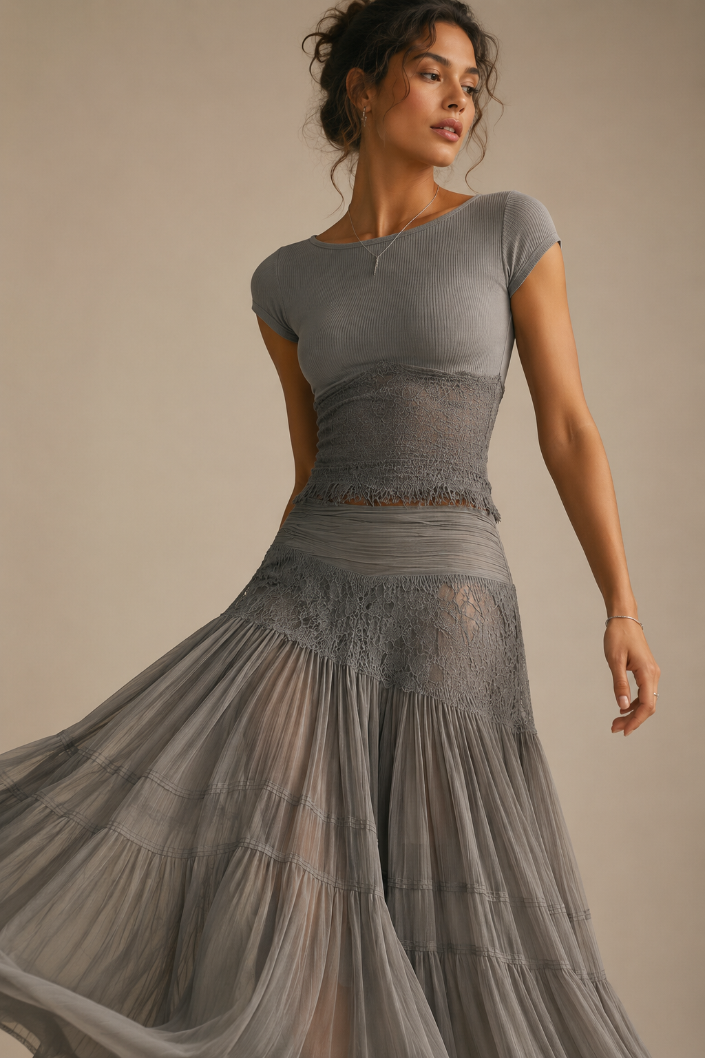 Conjunto de falda maxi y top