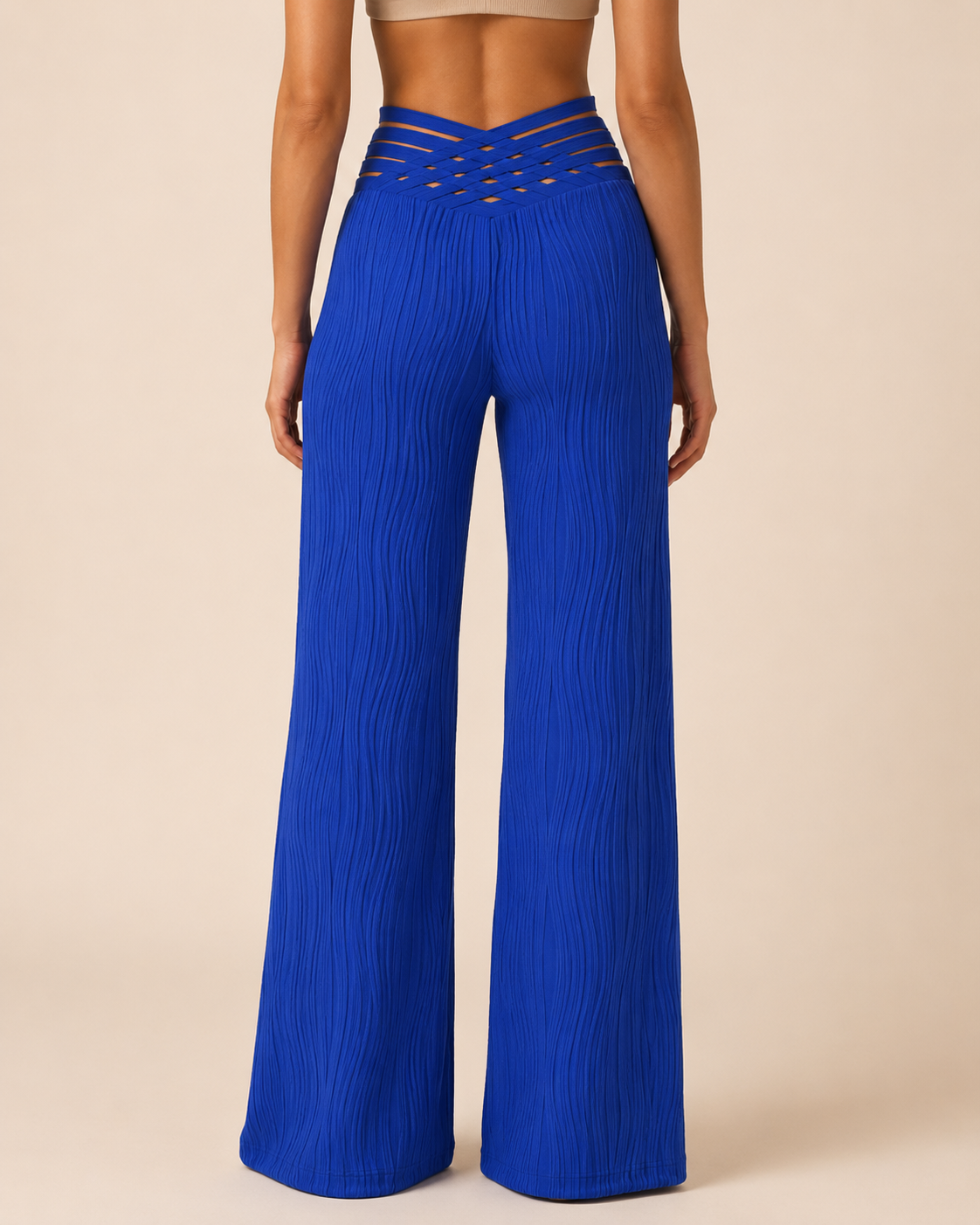 Pantalones de tiro alto cruzados