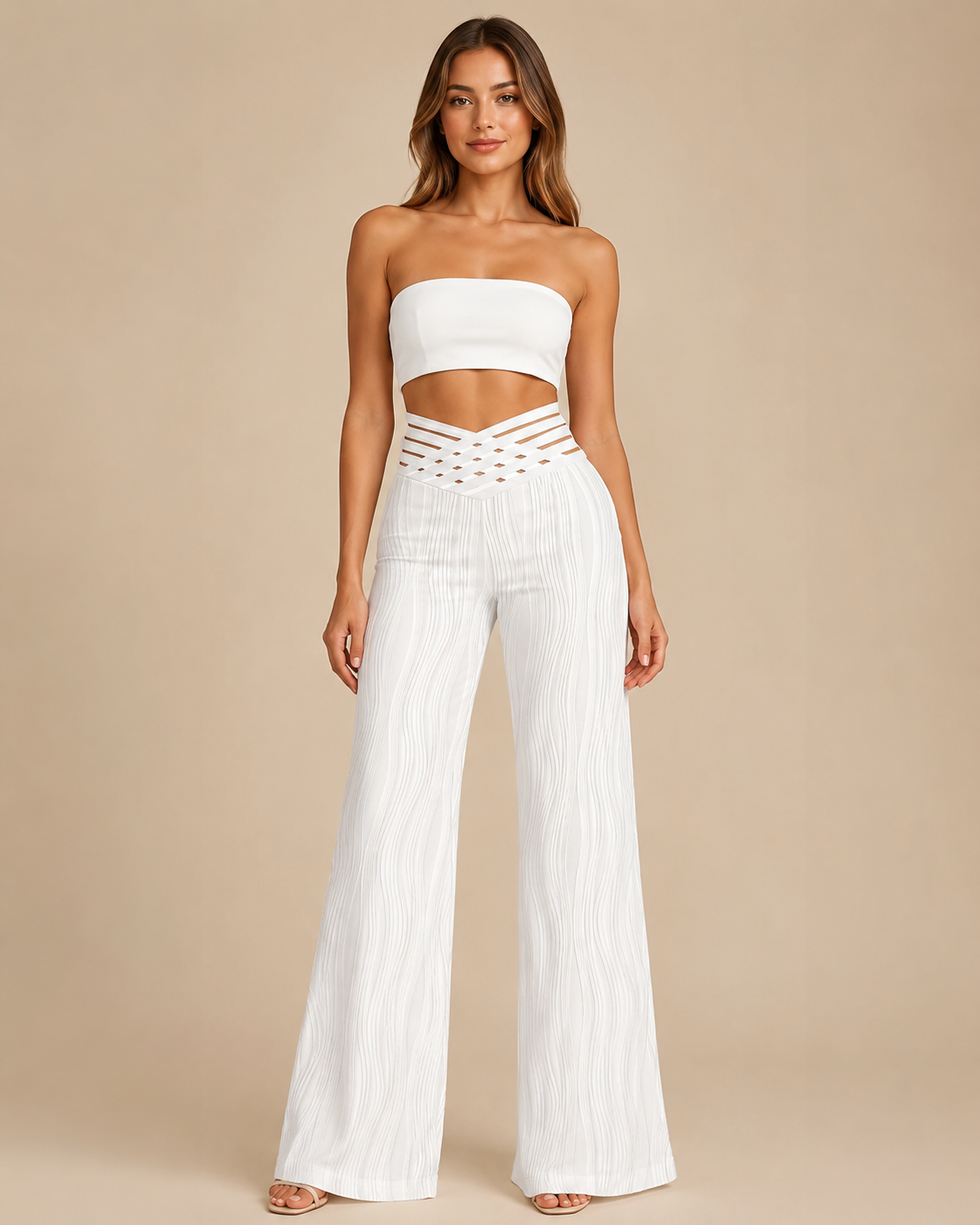 Pantalones de tiro alto cruzados