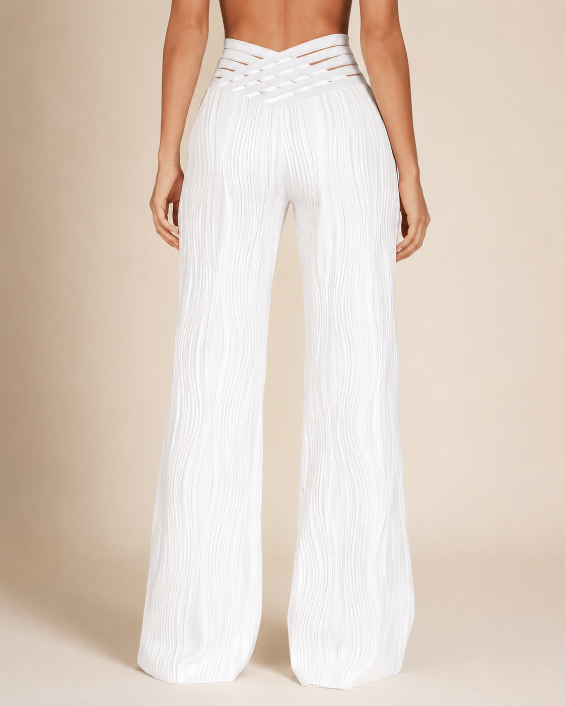 Pantalones de tiro alto cruzados