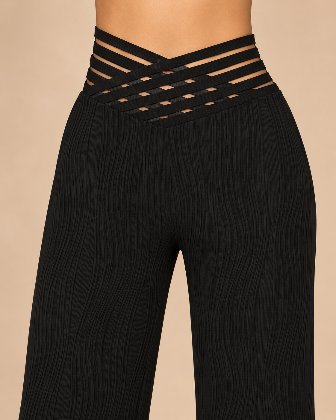 Pantalones de tiro alto cruzados