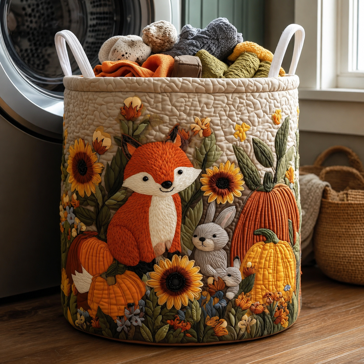 Cesto acolchado con estampado de zorras