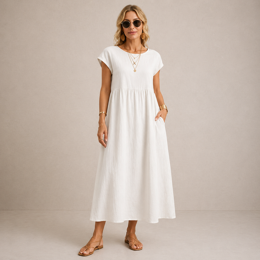 Vestido midi con falda acampanada