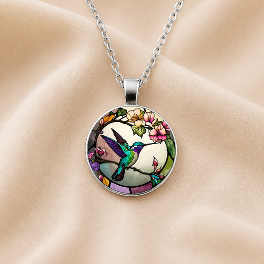 Collar con colibrí en vitral