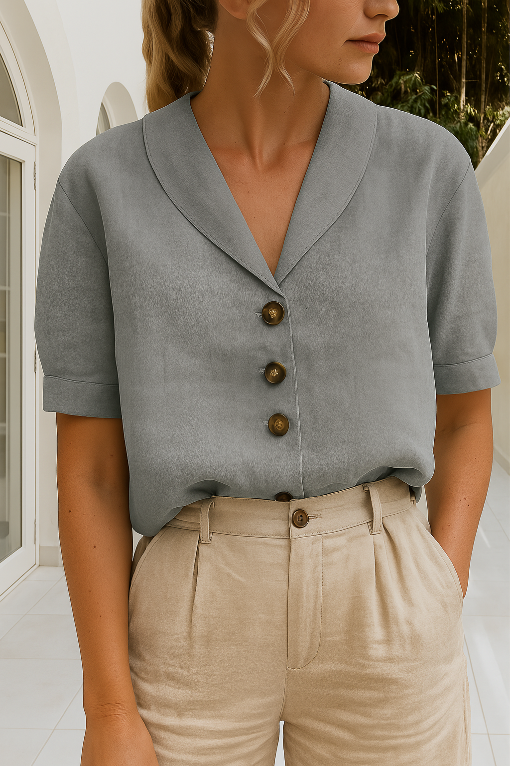 Blusa de lino elegante