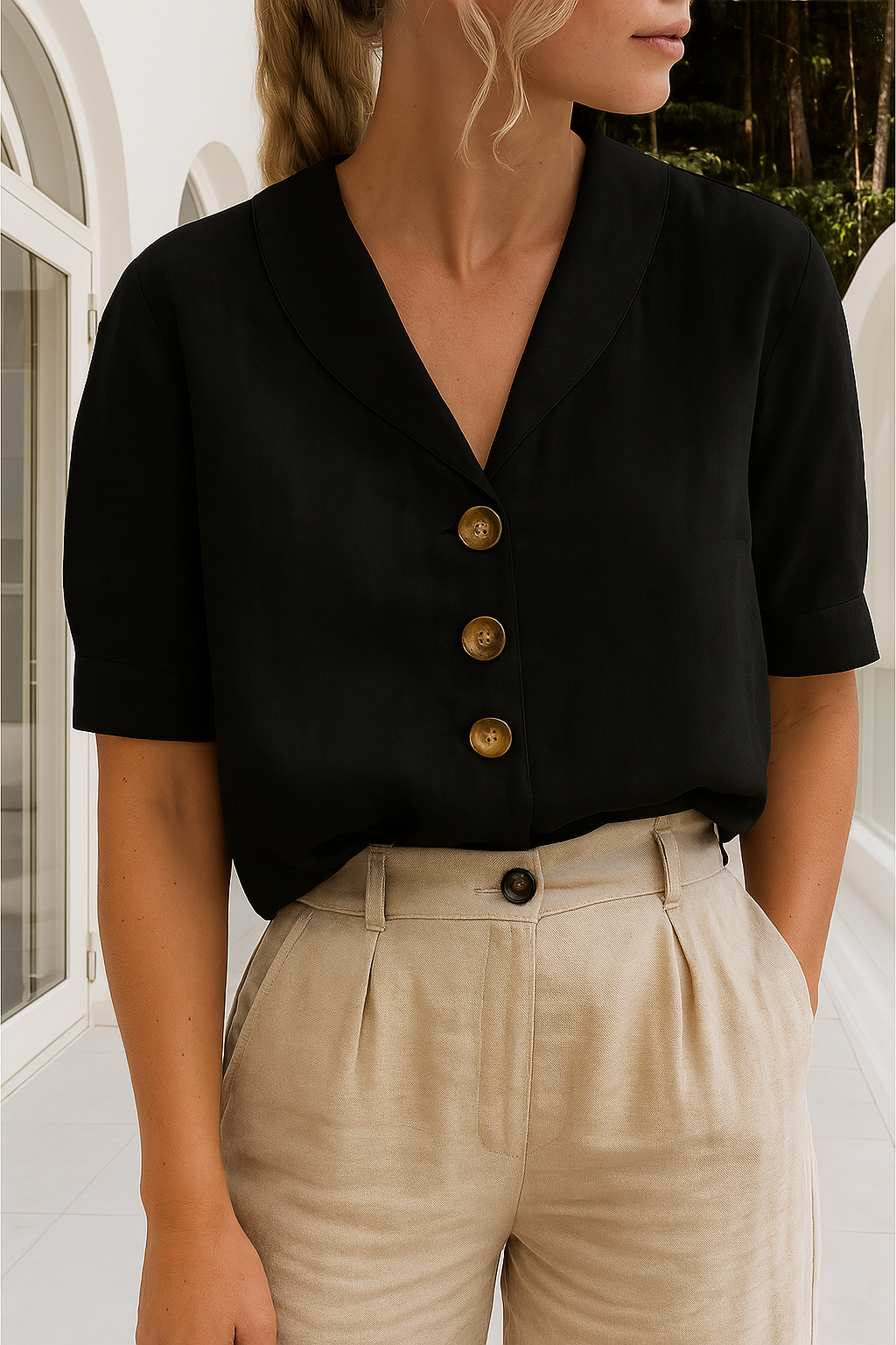 Blusa de lino elegante