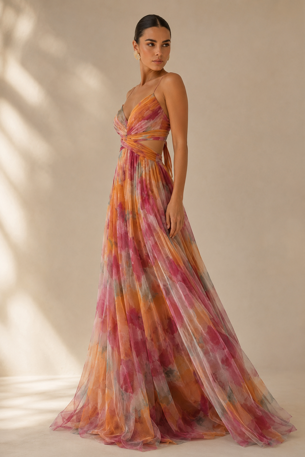 Vestido largo fluido con tirantes
