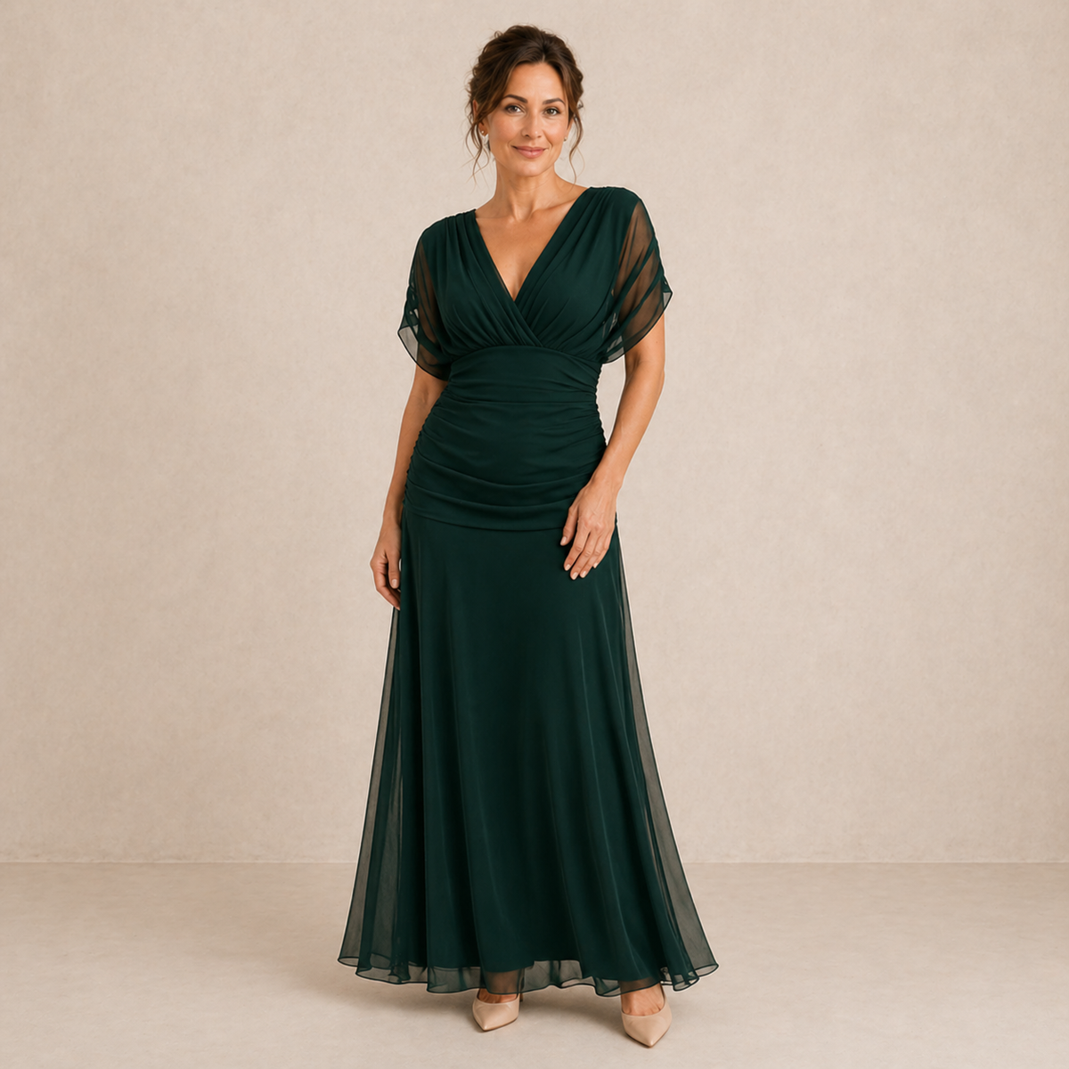 Vestido midi fluido con drapeado
