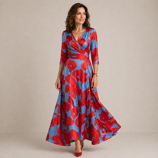 Vestido midi cruzado con estampado floral