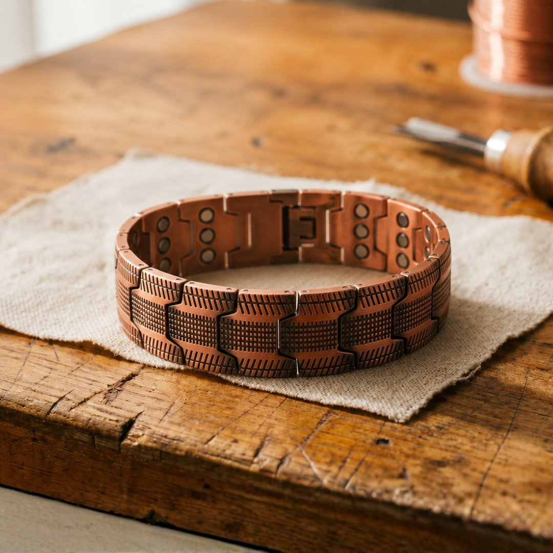 Pulsera de cobre forjado con magnete