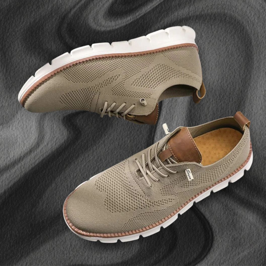 Ultracomfort Breathable Shoes Khaki & White | Lightweight Walking Shoes