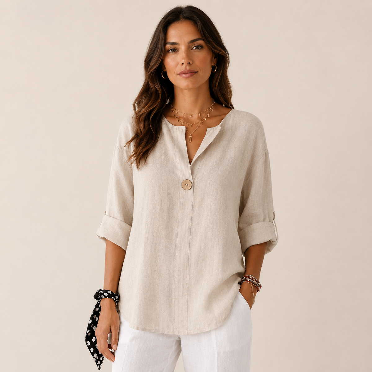 Blusa holgada con escote en V