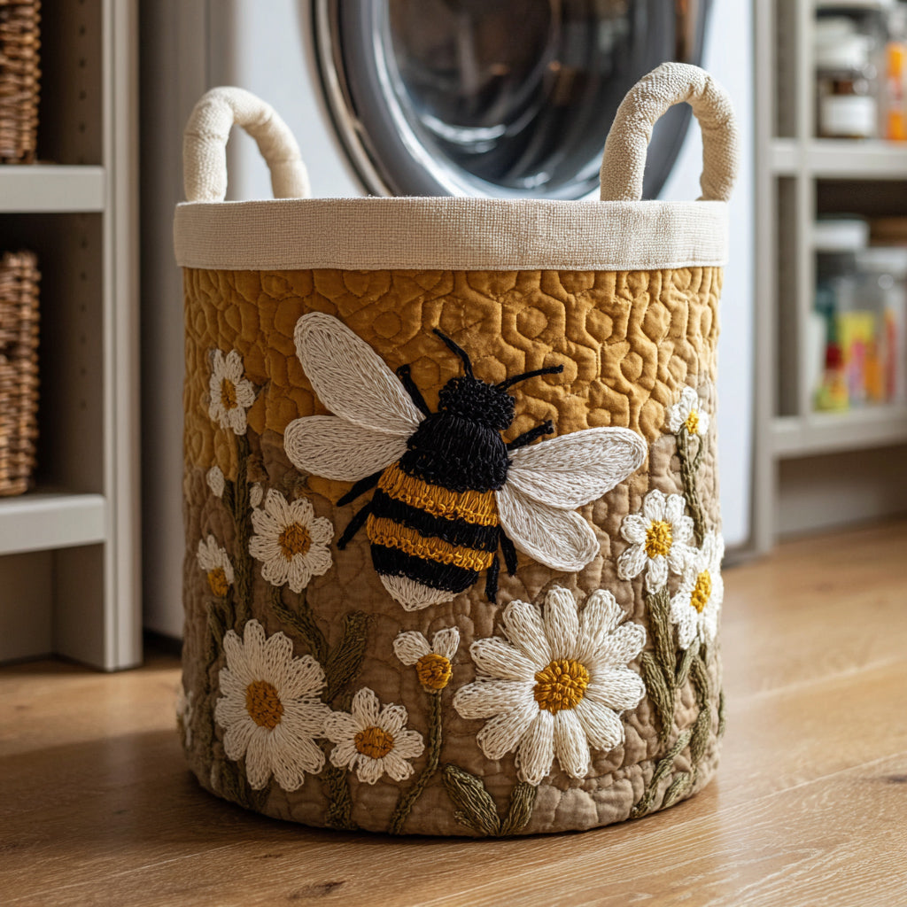 Cesto acolchado hecho a mano con abejas