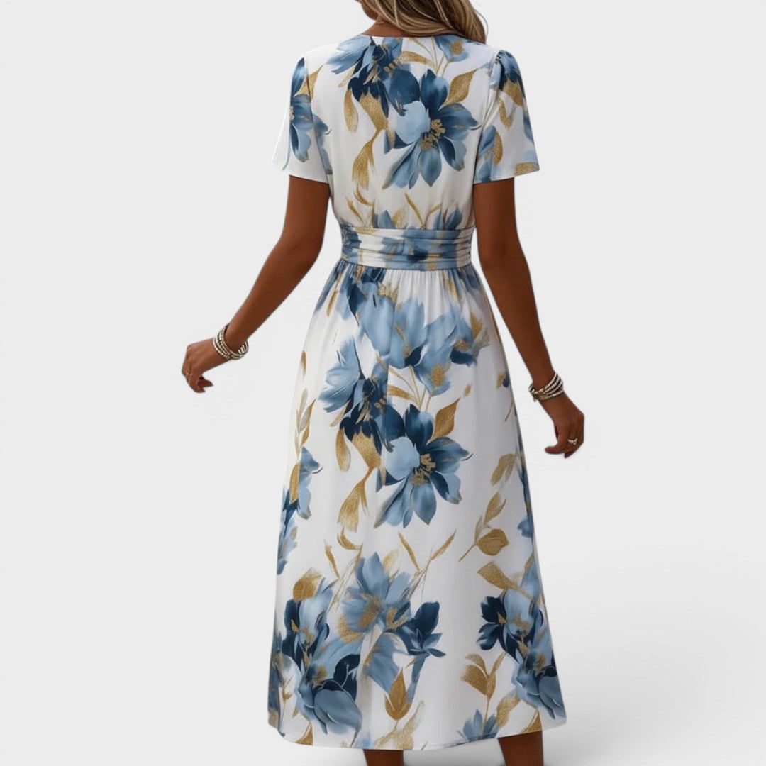 Vestido midi evasé con estampado floral
