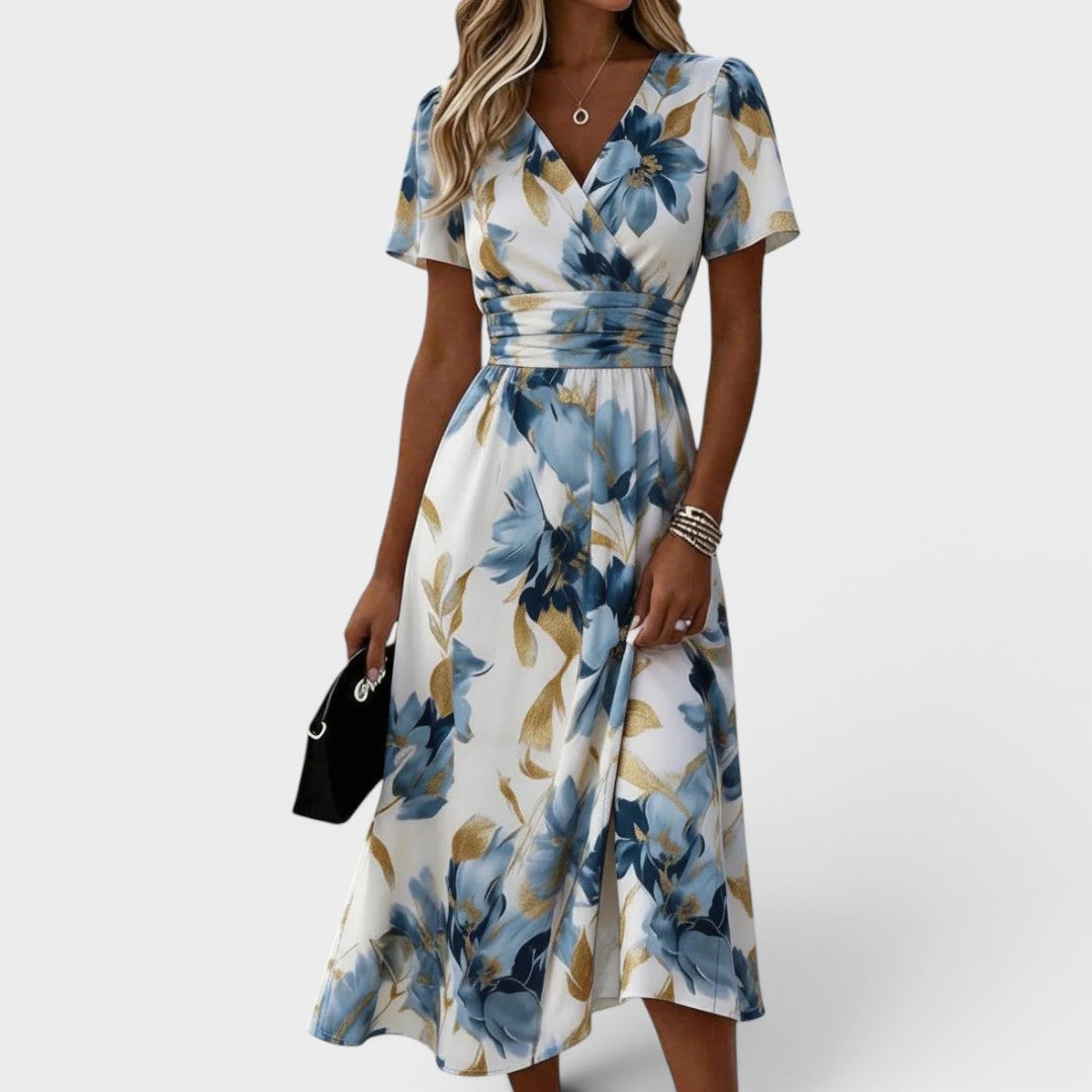 Vestido midi evasé con estampado floral