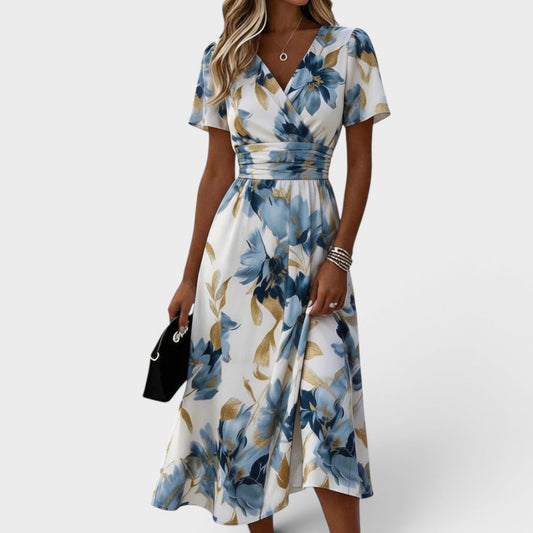 Vestido midi evasé con estampado floral