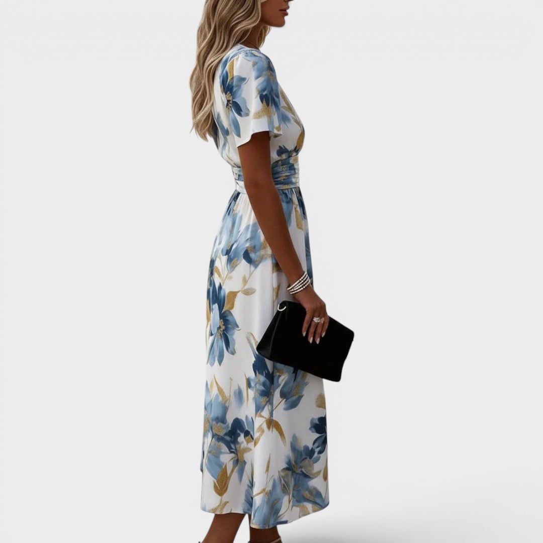 Vestido midi evasé con estampado floral