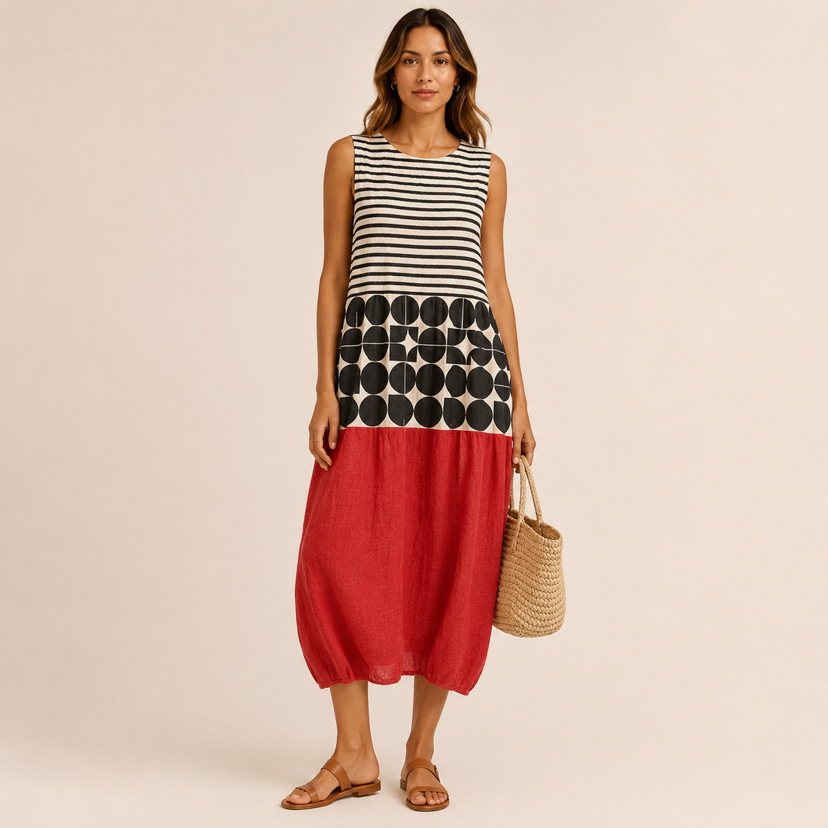 Vestido midi a rayas
