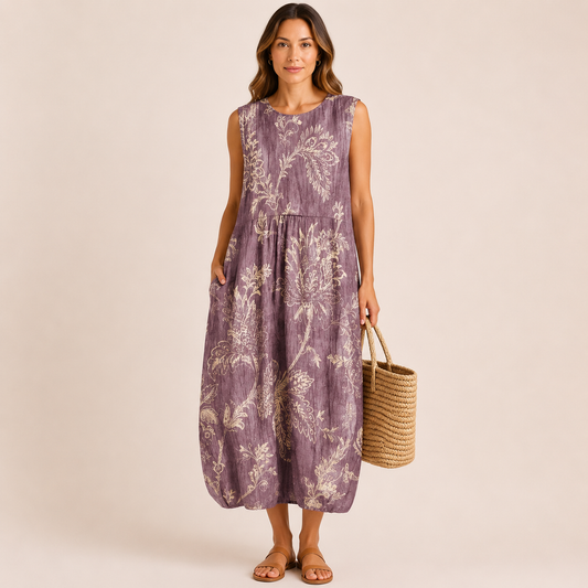 Vestido midi con estampado de flores