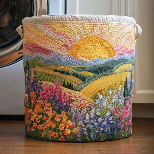 Cesto acolchado hecho a mano con paisaje floral