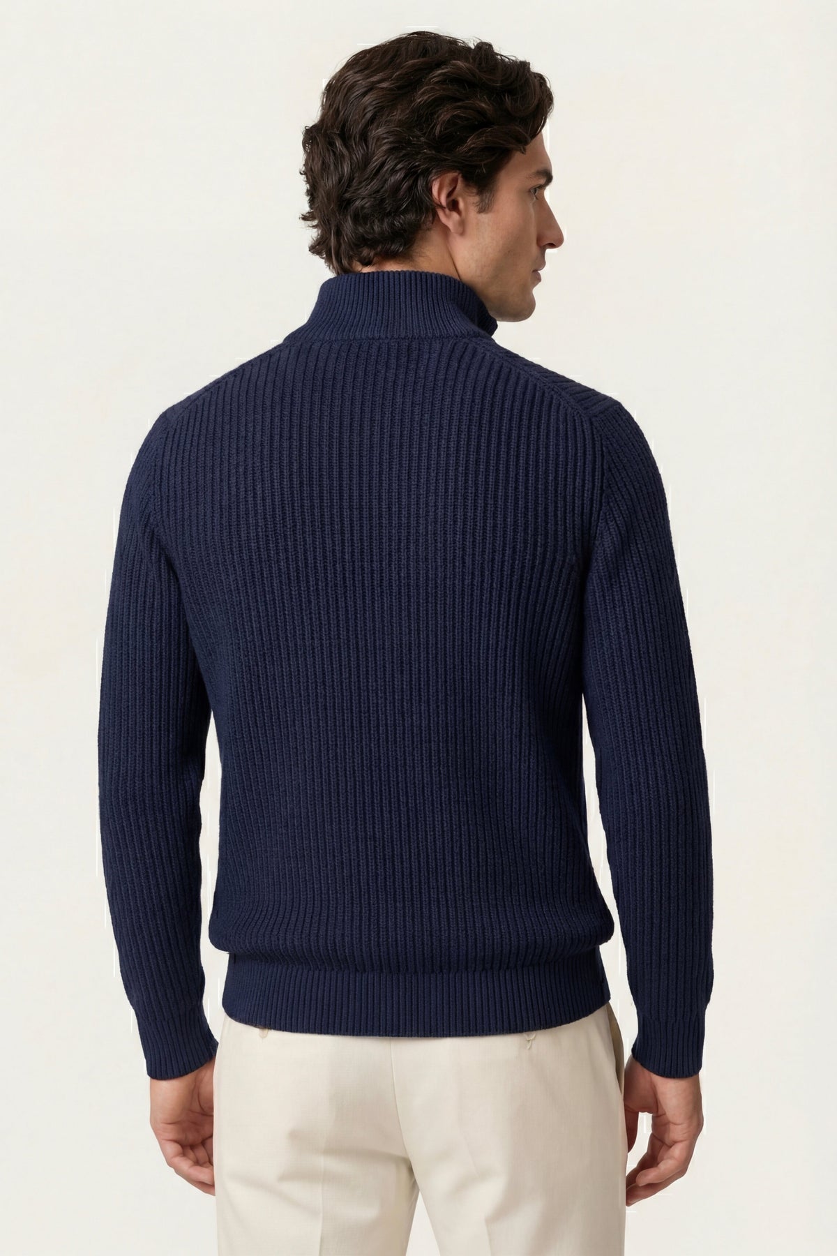 Sandron Zip Knit Navy | Ribbed Zip-Up Knit