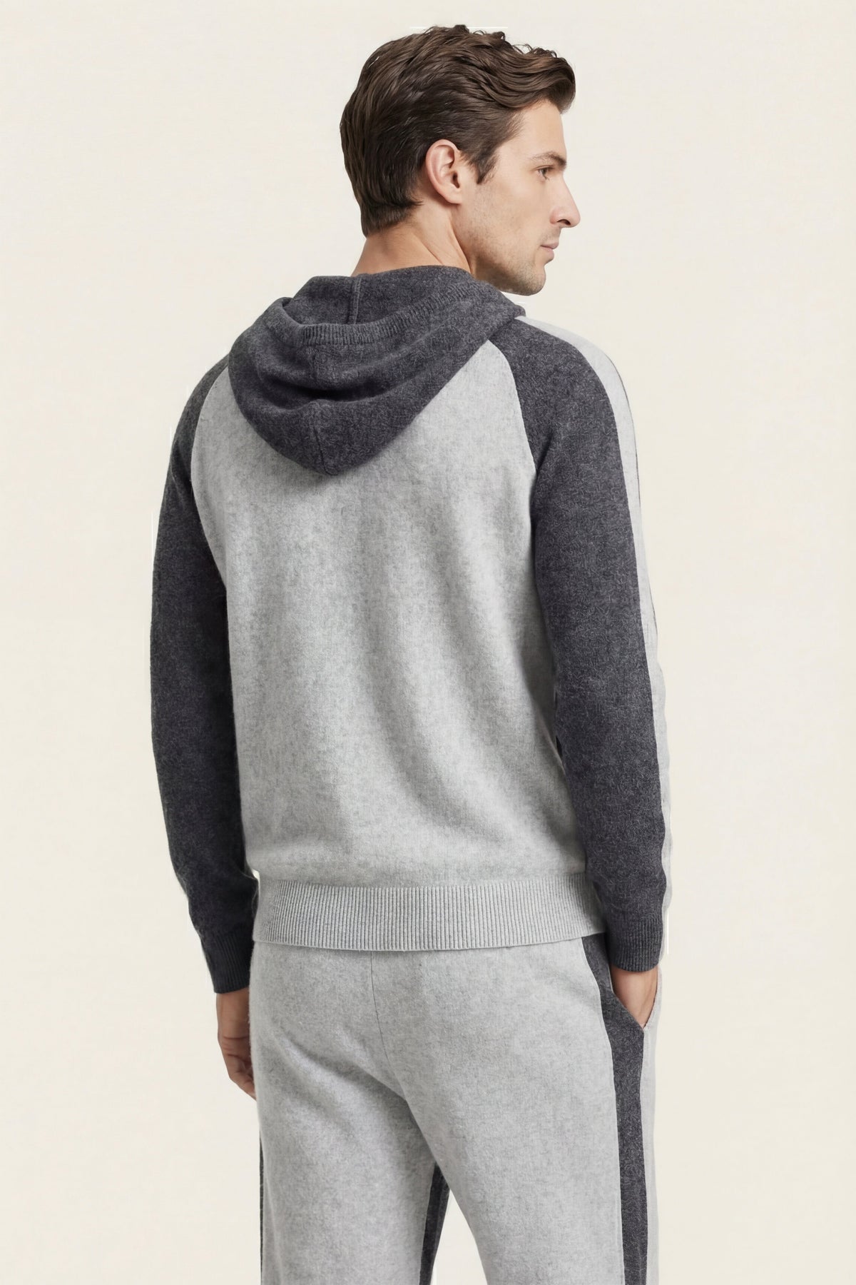 Jacquard Signature Set Grey | Hooded Knit Tracksuit