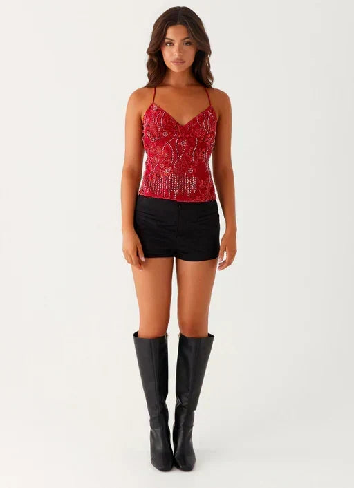 Top de lentejuelas con tirantes