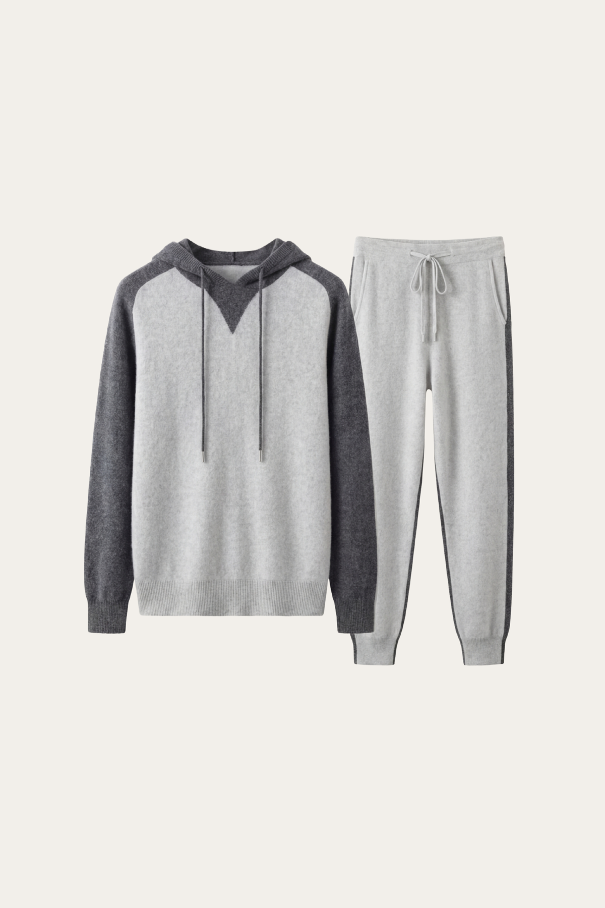 Jacquard Signature Set Grey | Hooded Knit Tracksuit