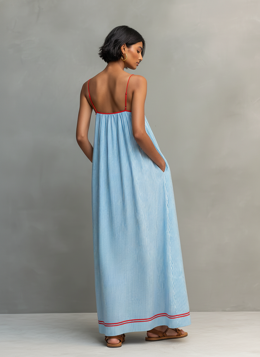 Vestido largo fluido con tirantes