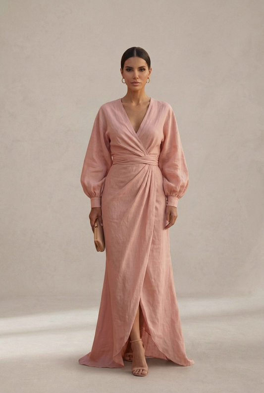 Vestido maxi de mezcla de lino