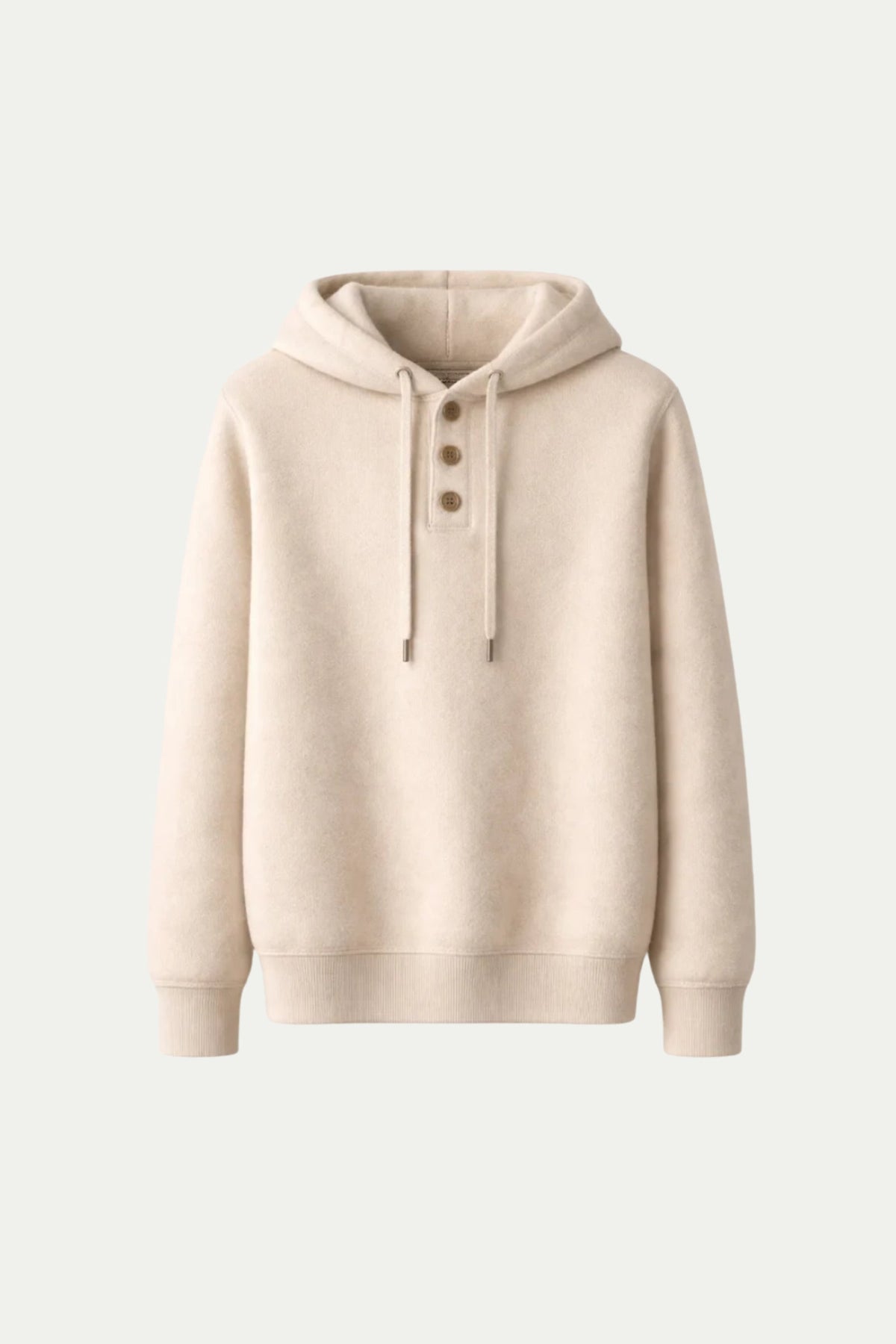 Noro City Sweater Beige | Hooded Knit with Button Placket