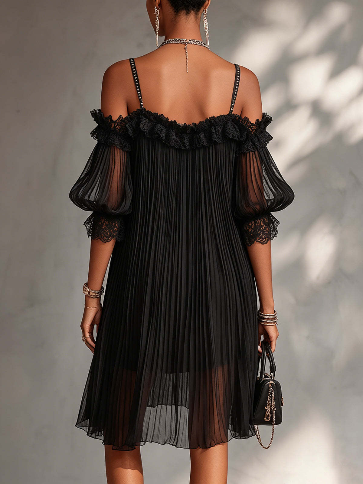Vestido largo de muselina con escote en V