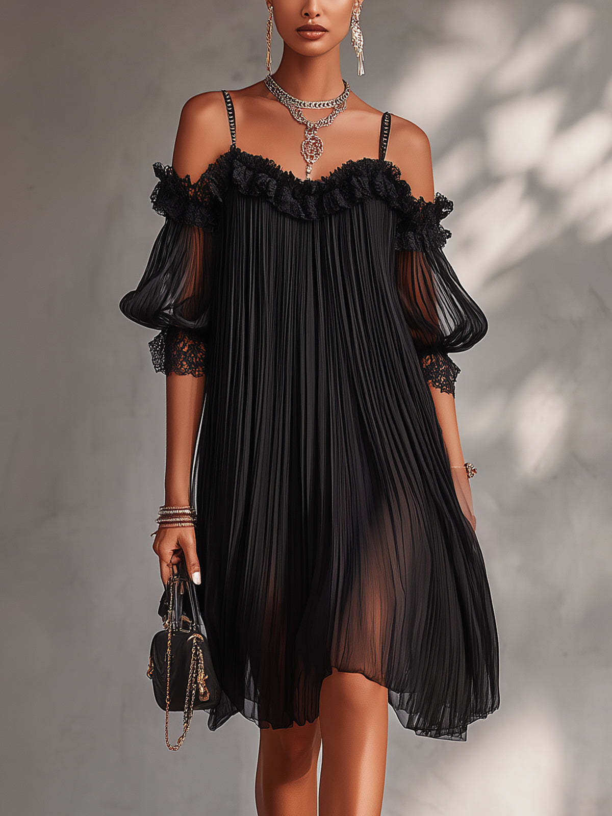 Vestido largo de muselina con escote en V