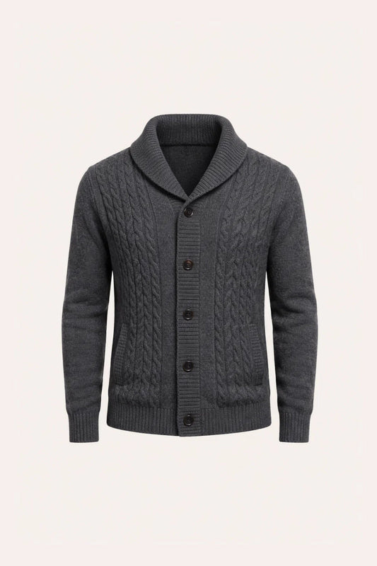Ombre Voyager Cardigan Grey | Cashmere Shawl-Collar Cardigan