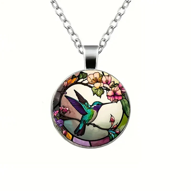 Collar con colibrí en vitral