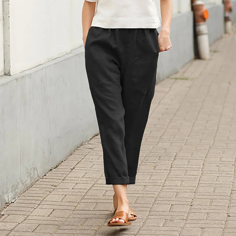 Pantalón de tiro alto con bolsillos