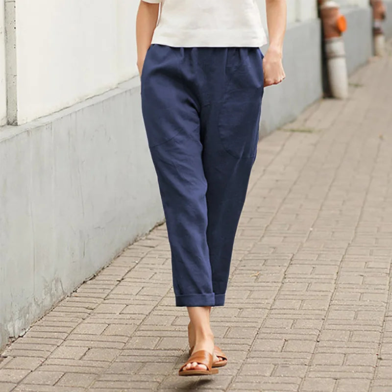 Pantalón de tiro alto con bolsillos
