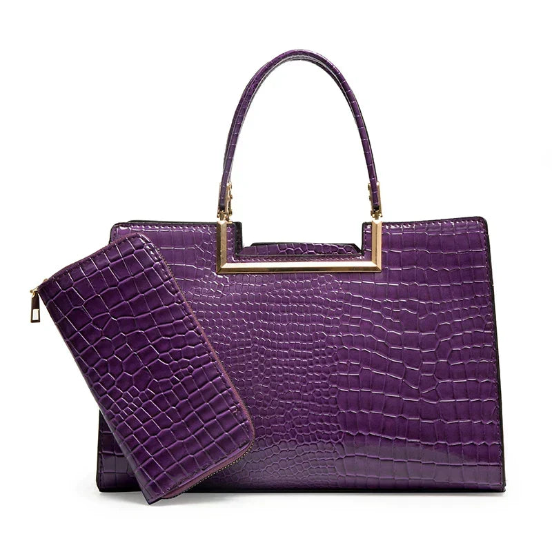 Conjunto de bolsa y cartera de piel