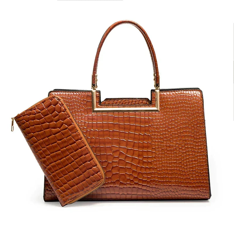 Conjunto de bolsa y cartera de piel