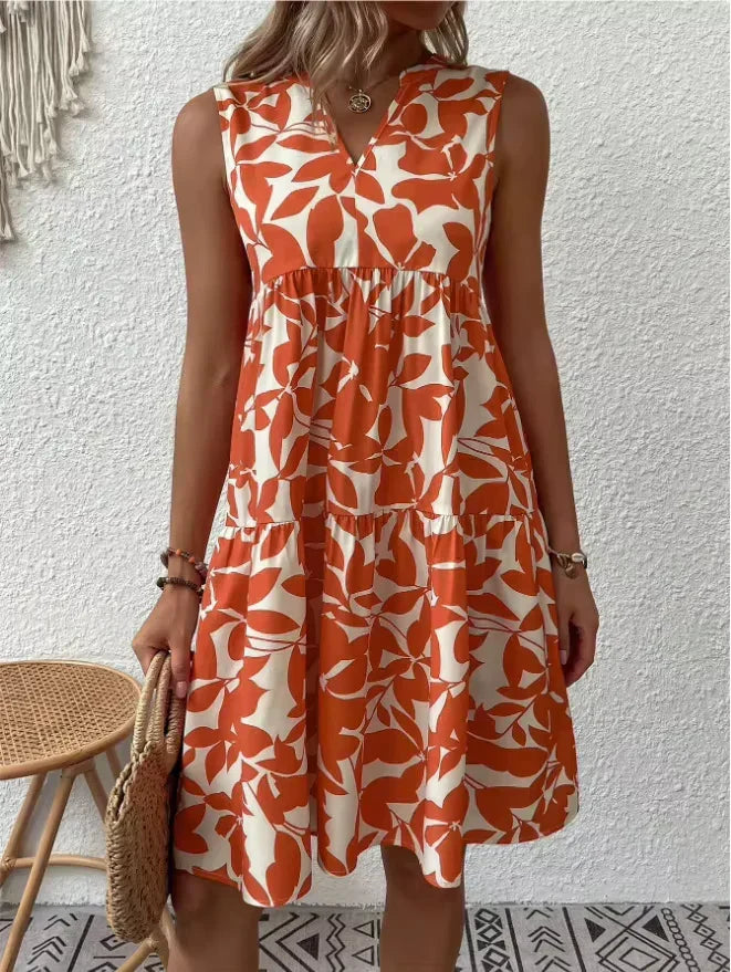 Vestido sin mangas con estampado floral