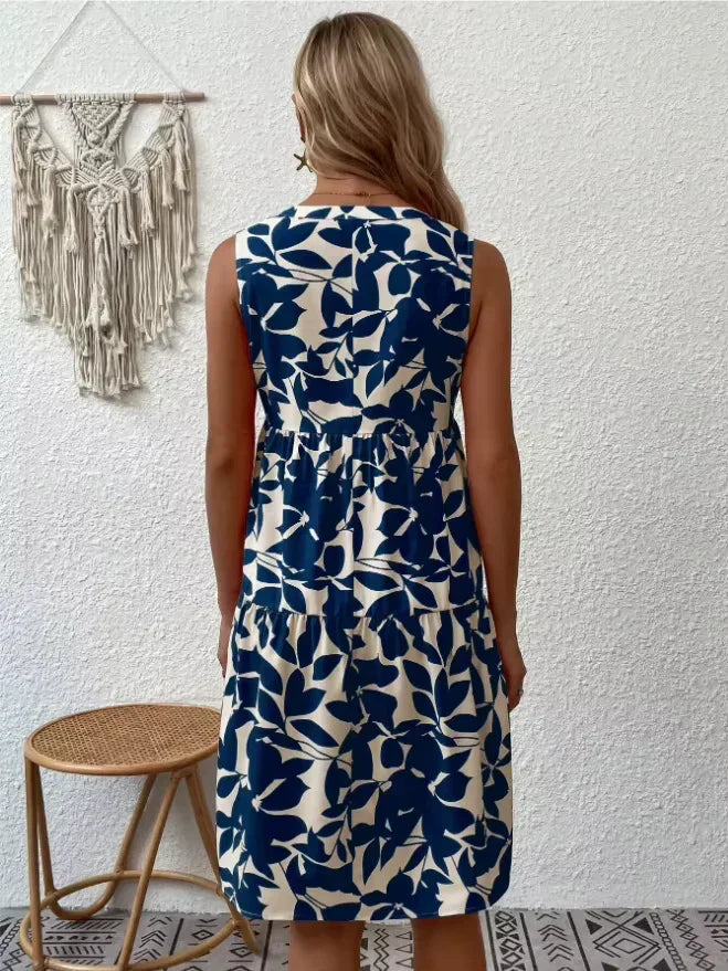Vestido sin mangas con estampado floral